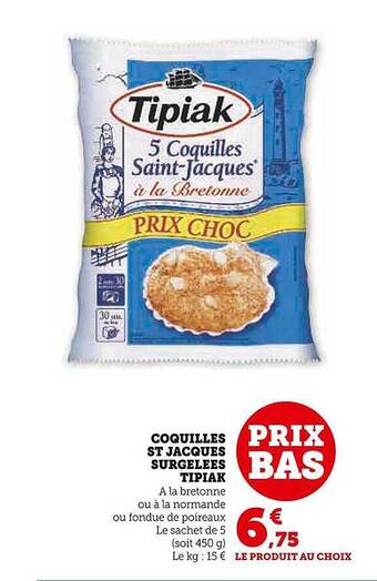 Coquilles st jacques surgelées tipiak