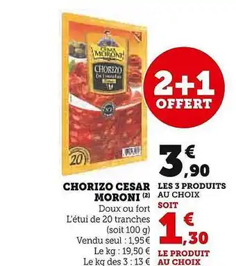 U Express Chorizo césar moroni offre