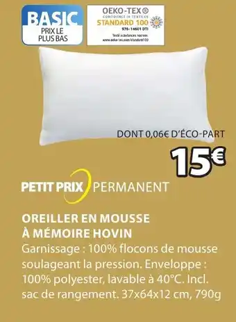 JYSK Oreiller en Mousse à Mémoire Hovin offre