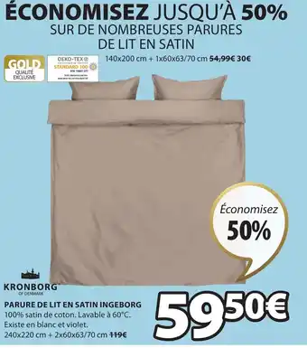 JYSK Parure de Lit en Satin Ingeborg offre