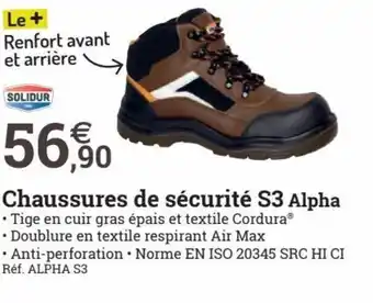Espace emeraude Chaussures de Sécurité S3 Alpha offre