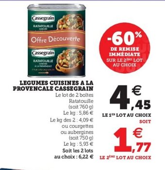 Super U Légumes Cuisinés à la Provencale Cassegrain offre