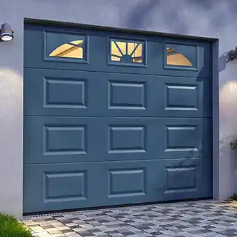 Castorama Porte de garage sectionnelle hublots grise - l.240 x h.200 cm (pré-montée) offre