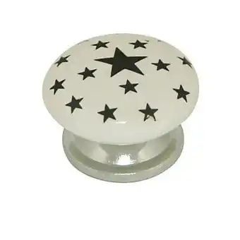 Castorama Bouton rond porcelaine blanc décor étoile noir brillant ø38mm offre