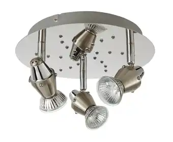 Castorama Plafonnier 3 spots ceraon métal chrome brossé gu10 3x50 w offre