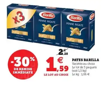 Super U Pâtes Barilla offre