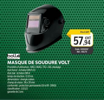 DomPro Masque De Soudure Volt Bollé Safety offre