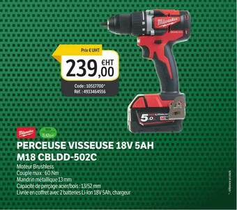 Perceuse Visseuse 18v 5ah M18 Cbldd-502c Milwaukee
