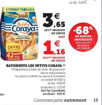 Super U Bâtonnets Les Petits Coraya offre