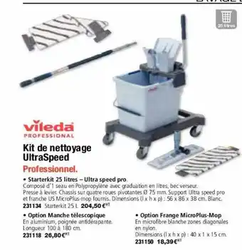 Kit de nettoyage ultraspeed vileda professional