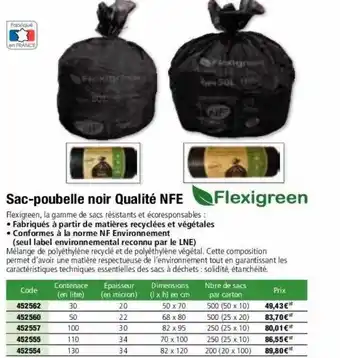 Sac-poubelle noir qualité nfe flexigreen