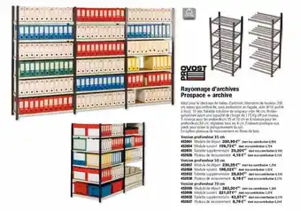 Rayonnage d'archives prospace + archive provost
