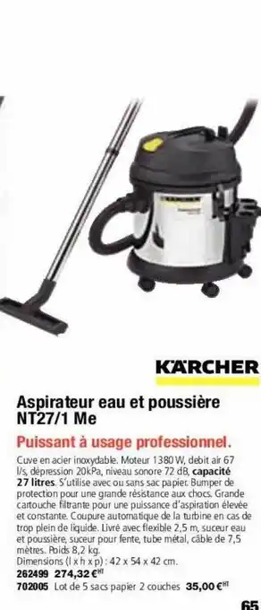 Aspirateur eau et poussière nt27-1 me kärcher