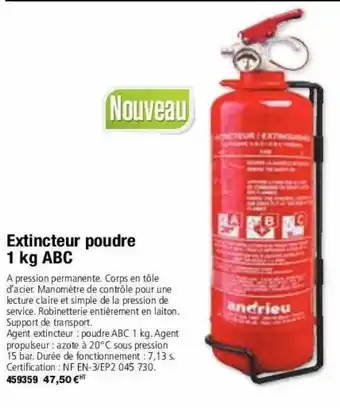 Extincteur poudre 1 kg abc
