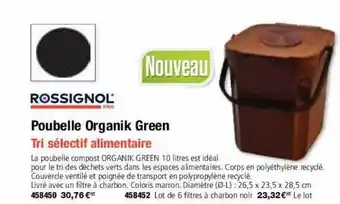 Poubelle organik green rossignol
