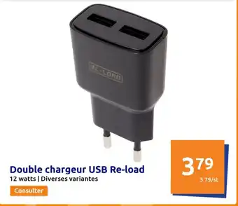 Action Double chargeur USB Re-load offre