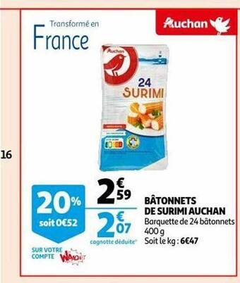 Auchan Bâtonnets de surimi auchan offre