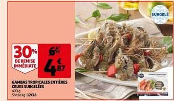 Auchan Gambas tropicales entières crues surgelées offre