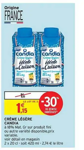 Intermarché Contact Crème légère candia offre