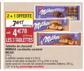 Migros Tablette de chocolat mmmax cacahuète caramel milka offre