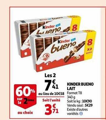 Auchan Kinder bueno lait offre