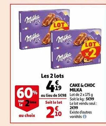 Auchan Cake & choc milka offre
