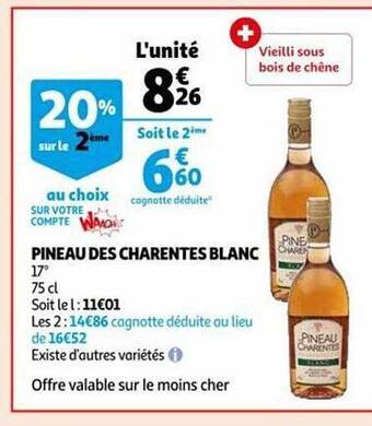 Auchan Pineau des charentes blanc offre