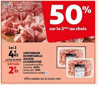 Auchan Chiffonnade de mortadelle auchan le charcutier offre