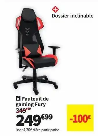 Conforama Fauteuil de gaming fury offre