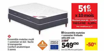 Ensemble matelas + sommier prélude 140 x 190 cm
