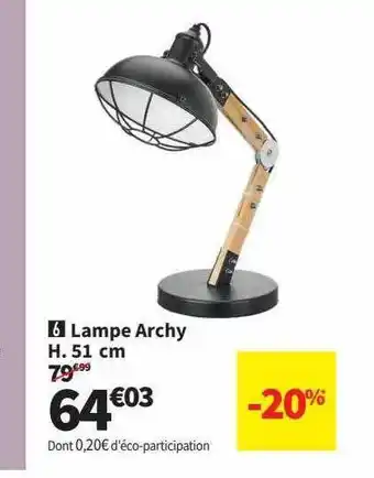 Conforama Lampe archy h. 51 cm offre