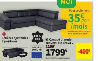 Conforama Canapé d'angle convertible bravo 2 offre