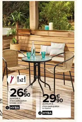 Carrefour Market La table ronde hyba, le fauteuil hyba offre