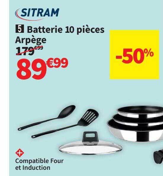 Promo Batterie 10 pièces arpège sitram chez Conforama