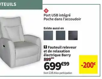 Conforama Fauteuil releveur de relaxation électrique barry offre