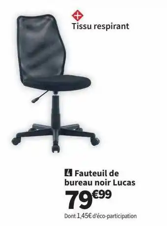 Conforama Fauteuil de bureau noir lucas offre