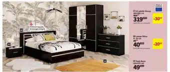 Conforama Lit adulte glossy 140 x 190 cm, lampe rétro h. 35 cm, tapis baya 120 x 170 cm offre