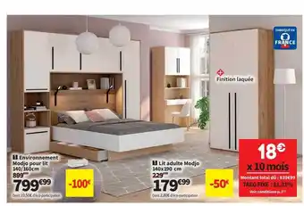 Conforama Environnement modjo pour lit 140-160 cm, lit adulte modjo 140 x 190 cm offre