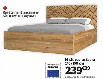 Conforama Lit adulte zebra 140 x 190 cm offre