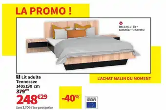 Conforama Lit adulte tennessee 140 x 190 cm offre