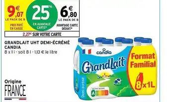 Intermarché Grandlait uht demi-écrémé candia offre