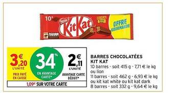Intermarché Barres chocolatées kit kat offre