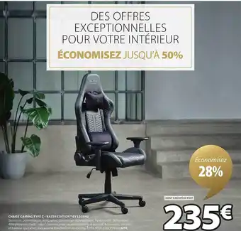 JYSK Chaise gaming type 2 - razer édition by legend offre