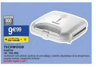 Gaufrier techwood réf. tge-852