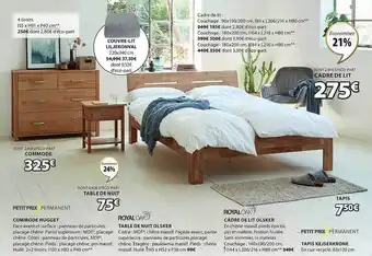 JYSK Commode hugget, tablet de nuit olsker, cadre de lit olsker, tapis kejserkrone, cadre de lit offre