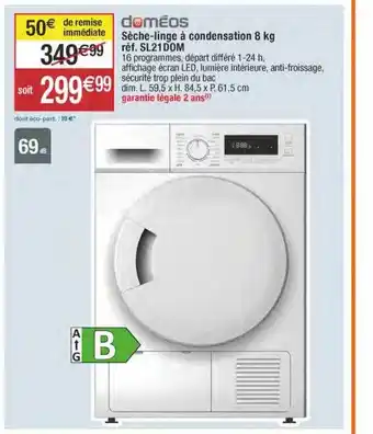 Sèche-linge à condensation 8 kg doméos