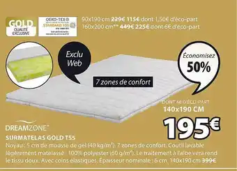 JYSK Surmatelas gold t55 dreamzone offre
