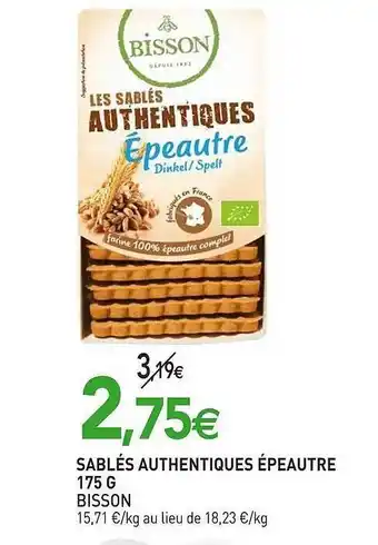 naturéO Sablés authentiques épeautre 175 g bisson offre