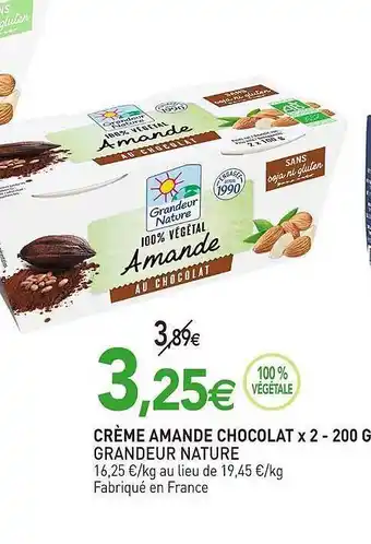 naturéO Crème amande chocolat x2 - 200 g grandeur nature offre