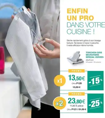 Stanhome Torchon gris microfibre spécial verres offre